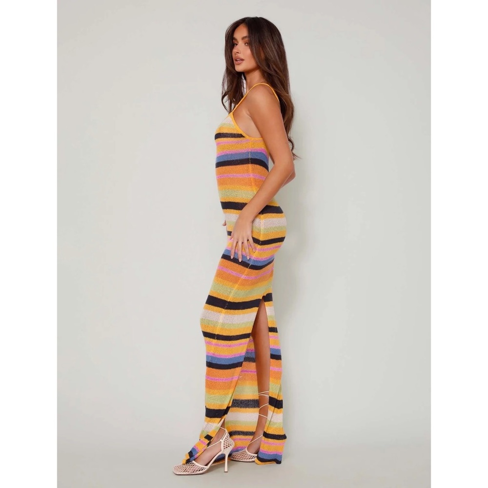 tigermist- ardon maxi dress orange multicolor knit sheer nwt summer beach - Picture 3 of 5